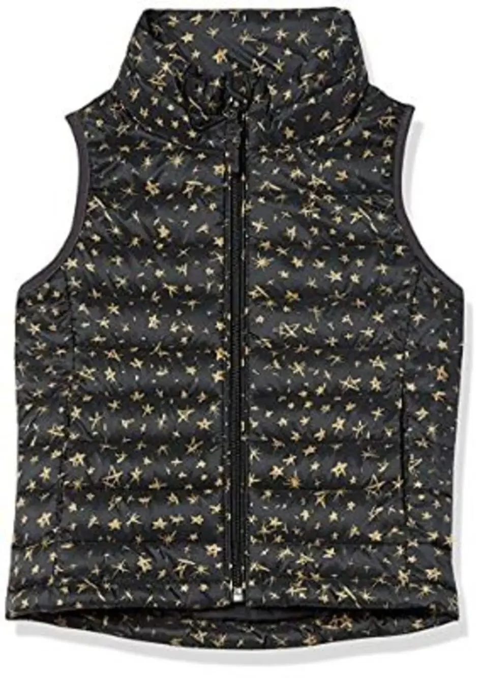 New Amazon Essentials Girls Black Star Full Zip Puffer Vest Youth Size Large